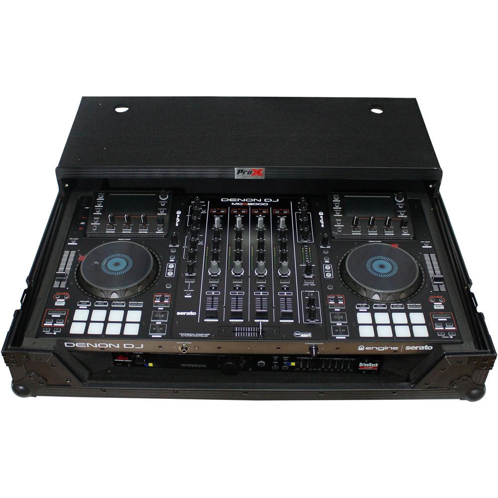 ProX Flight Case for Denon MCX8000 DJ Controller with Sliding Laptop Shelf and Wheels