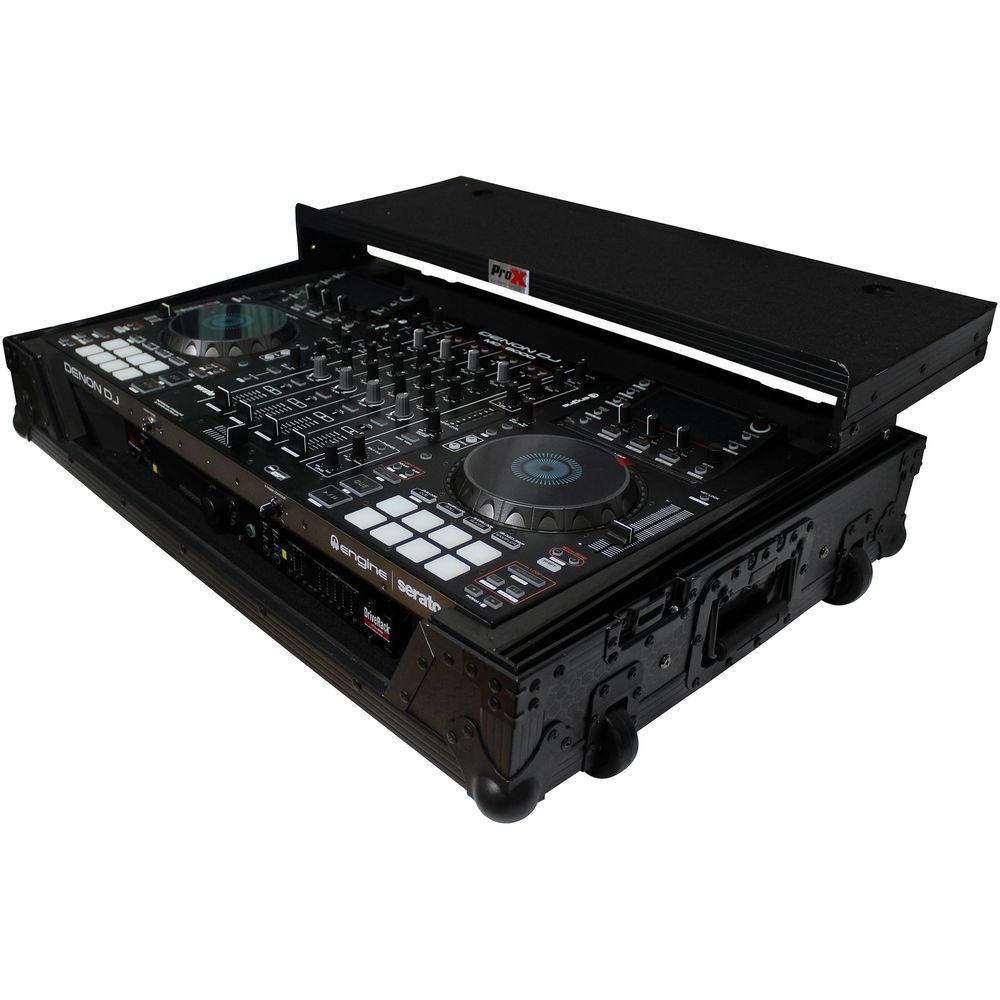 ProX Flight Case for Denon MCX8000 DJ Controller with Sliding Laptop Shelf and Wheels