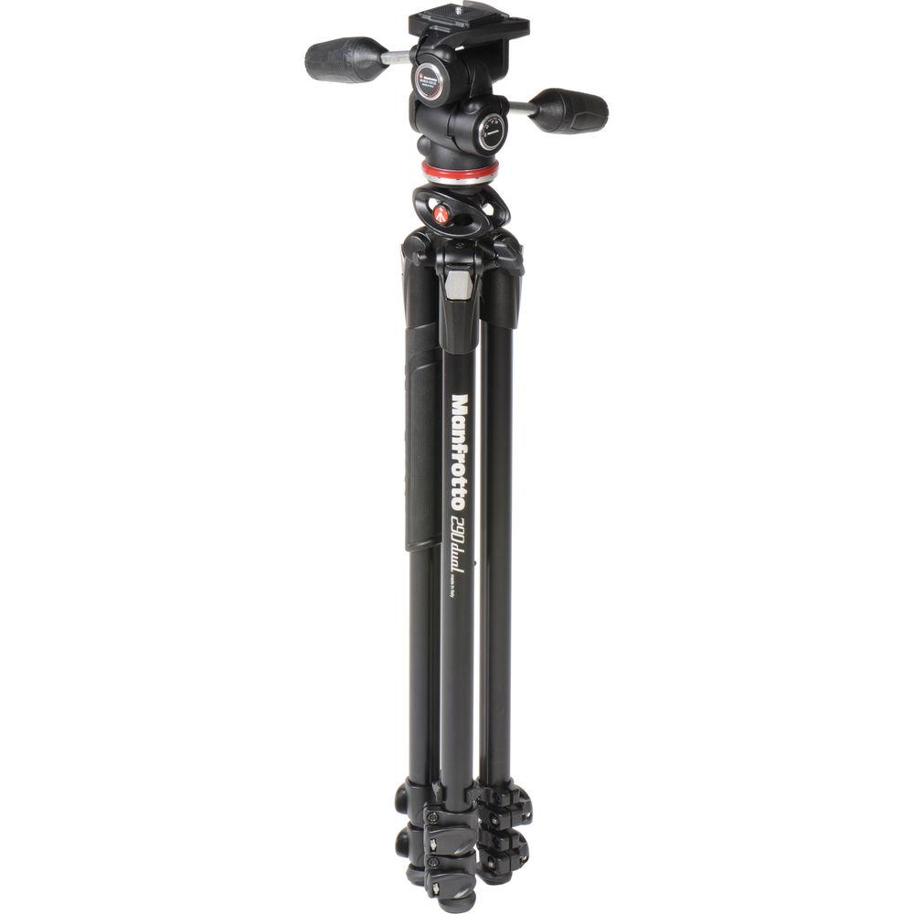 Manfrotto MK290DUA3-3WUS 290 Dual Aluminum Tripod with 3-Way Pan Tilt Head