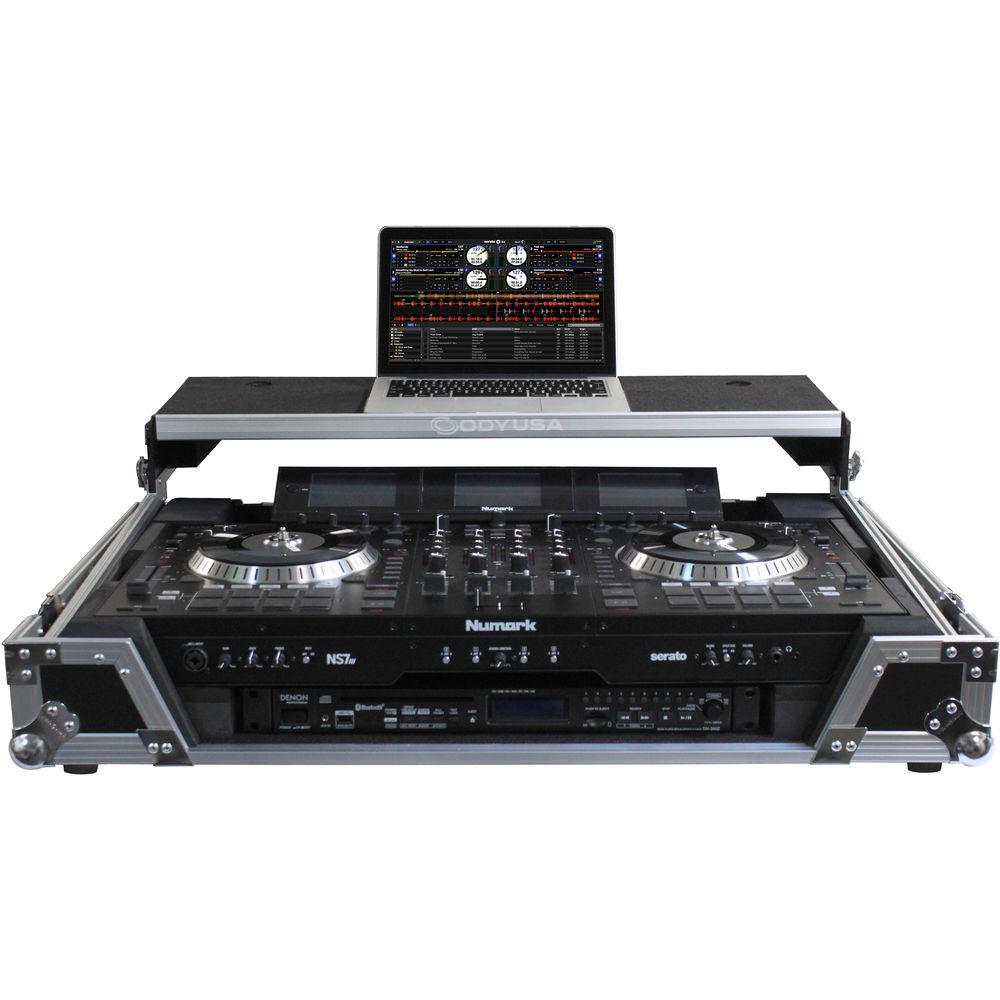 Odyssey Innovative Designs Numark NS7 NS7II NS7III DJ Controller Glide Style Case with Lower 19" 1U Rack Space