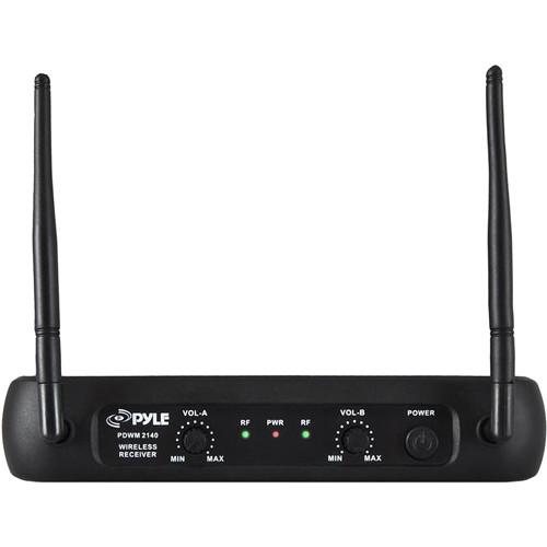 Pyle Pro PDWM2140 VHF Dual-Frequency Wireless System with Handheld, Lavalier, and Headset Microphones