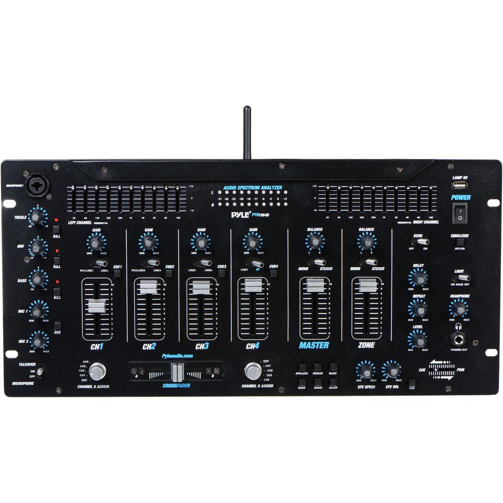 Pyle Pro PYD1964B - 4-Channel Rackmount DJ Mixer with Bluetooth and Digital Effects