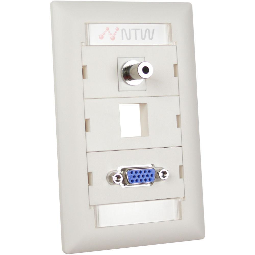 NTW Pre-Configured Customizable UniMedia Wall Plate with VGA & 1 8" Audio Pass-Through with One Blank Module