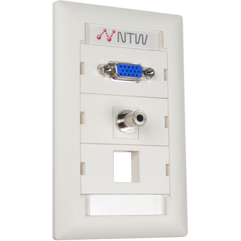NTW Pre-Configured Customizable UniMedia Wall Plate with VGA & 1 8" Audio Pass-Through with One Blank Module