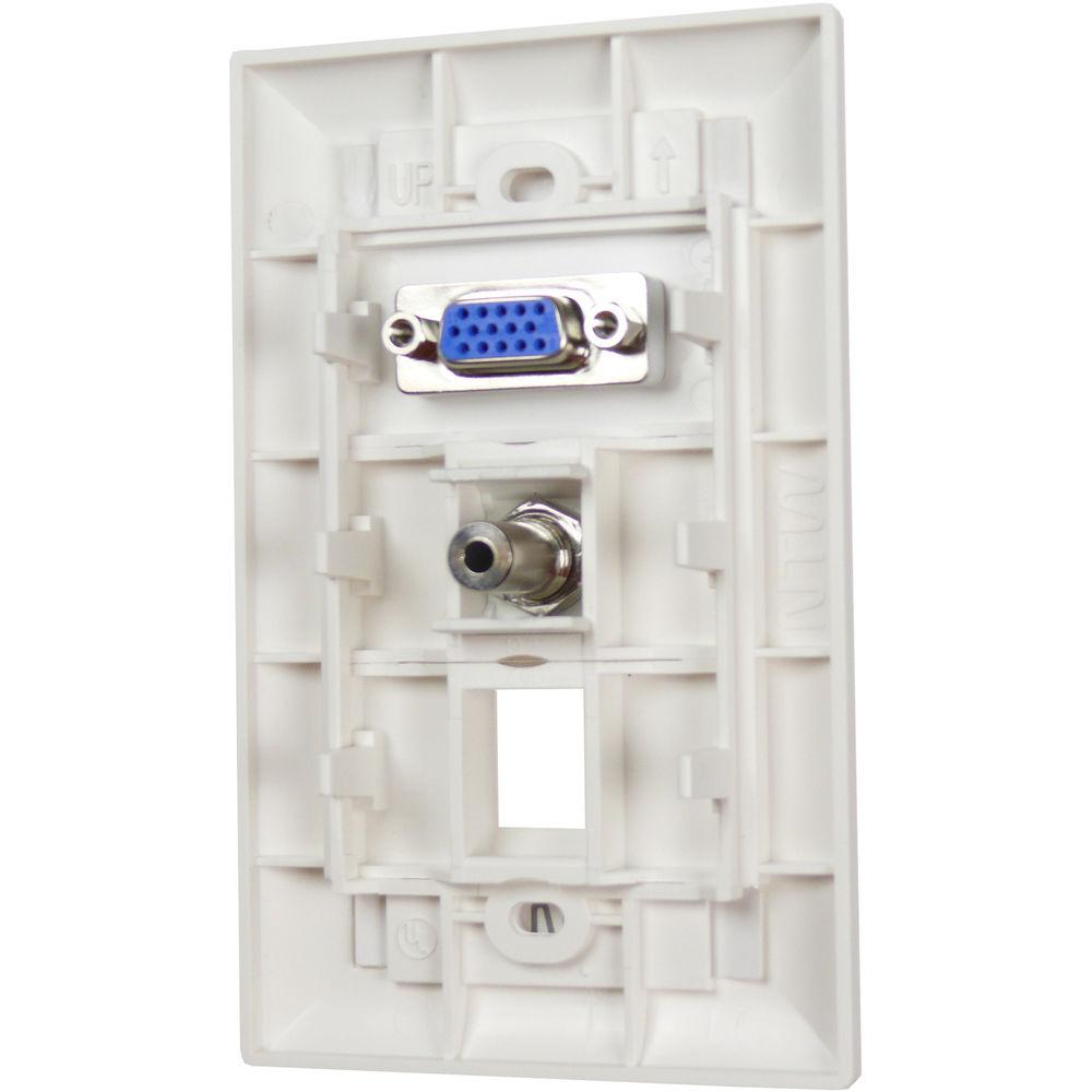NTW Pre-Configured Customizable UniMedia Wall Plate with VGA & 1 8" Audio Pass-Through with One Blank Module