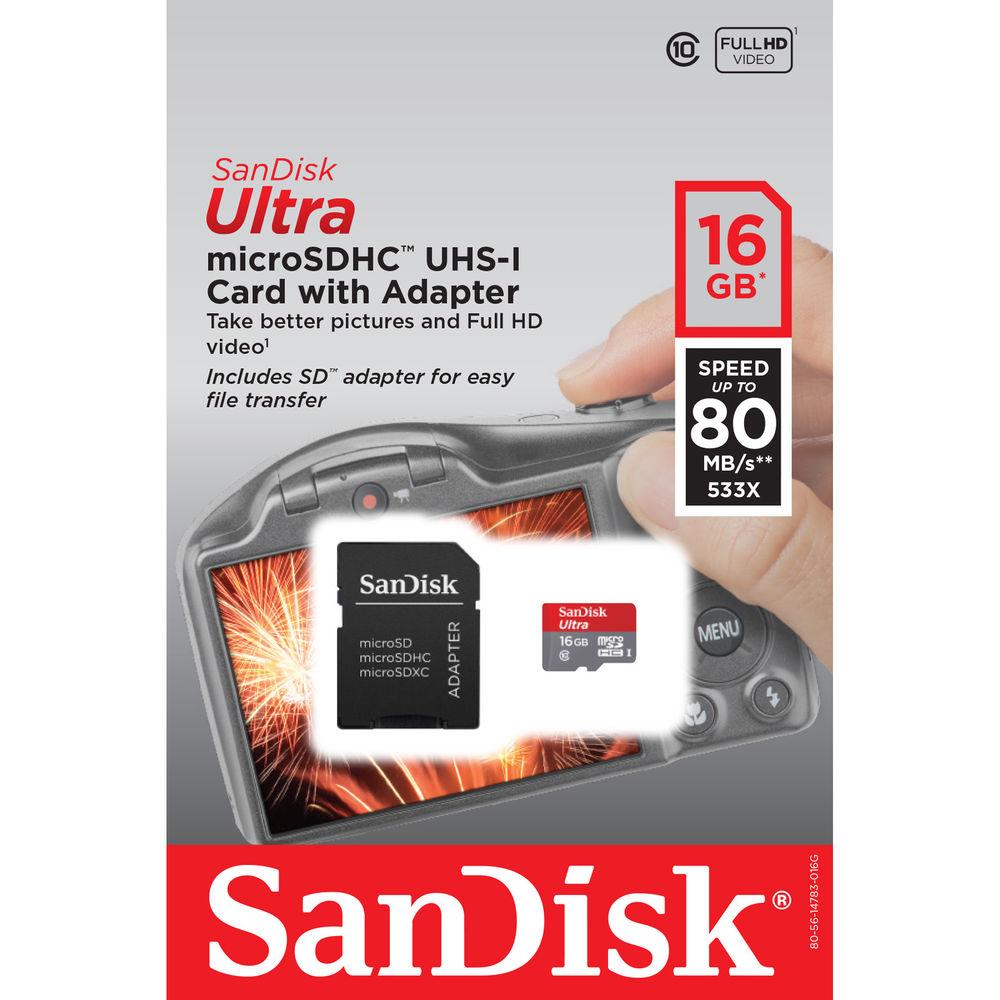 SanDisk 16GB Ultra UHS-I microSDHC Memory Card