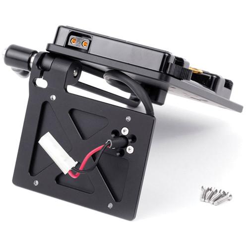 Wooden Camera Battery Slide with Gold Mount Plate and AJA CION Molex Connector