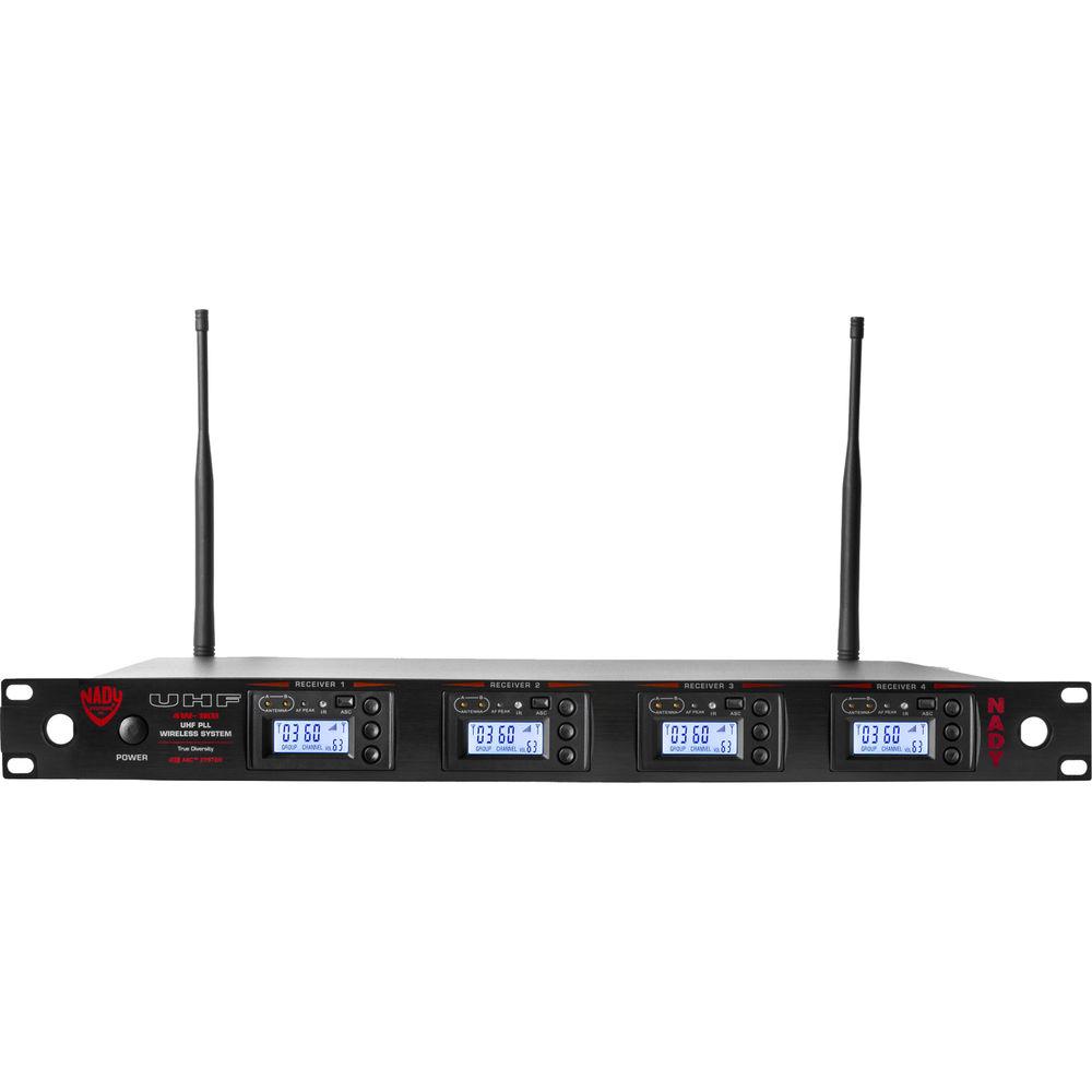 Nady 4W-1KU Quad UHF Wireless Receiver System with Four HM-1 Head-Worn Microphones