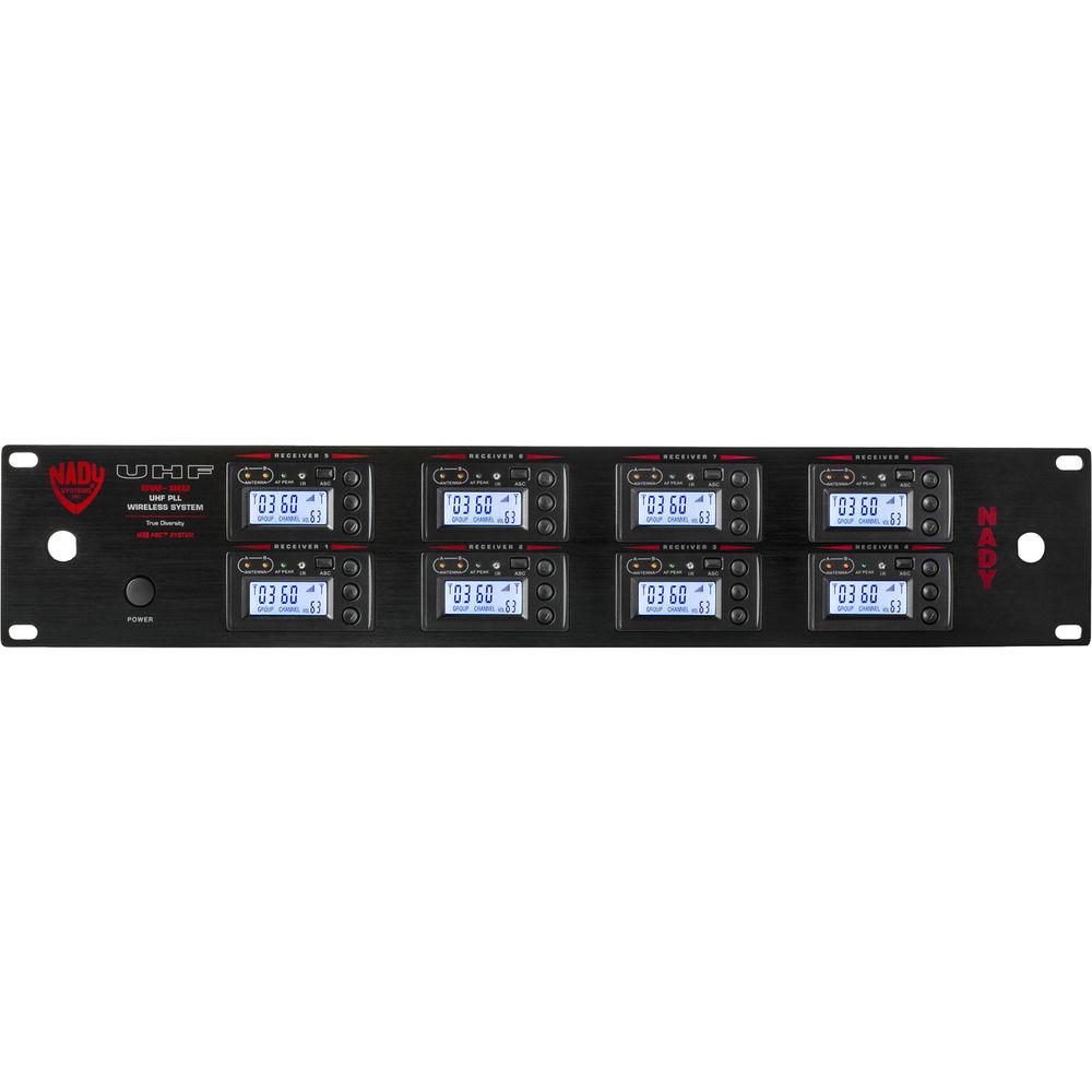 Nady 8W-1KU UHF Wireless Receiver System for Eight Simultaneous Transmitters with HM-10 Head-Worn Microphone