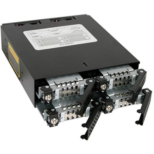 Icy Dock ToughArmor 4-Bay 2.5" SATA SAS HDD & SDD Backplane Cage with Locking Trays for 5.25" Bay
