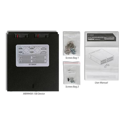 Icy Dock ToughArmor 4-Bay 2.5" SATA SAS HDD & SDD Backplane Cage with Locking Trays for 5.25" Bay