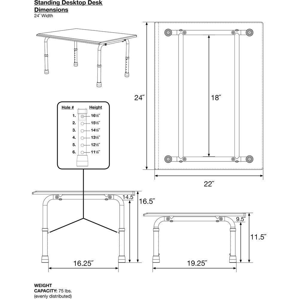 Luxor STAND-SD24 24" Desktop Standing Desk