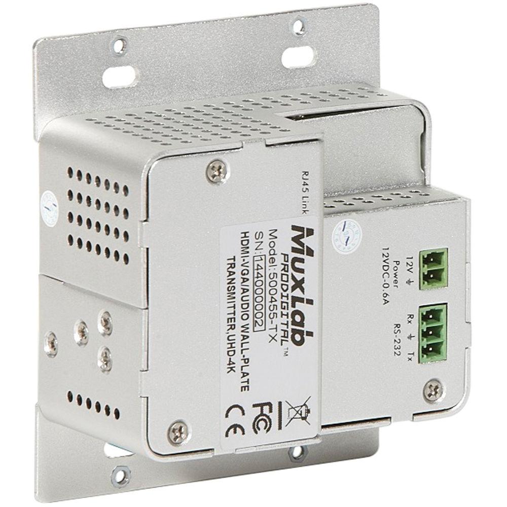 MuxLab HDMI VGA Audio over CAT5e 6 UHD-4K Wall-Plate Transmitter