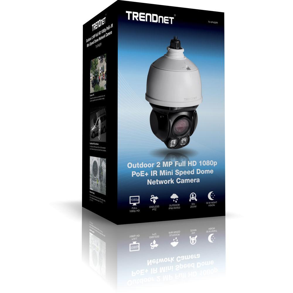 TRENDnet Outdoor 2MP 1080p PoE IR Mini Speed Dome Network Camera with 2.8 to 12mm Varifocal Lens