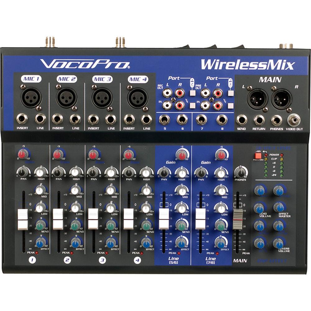 VocoPro WirelessMix-2 All-In-One Mixer w 2x Wireless Mics and SD Audio Recorder