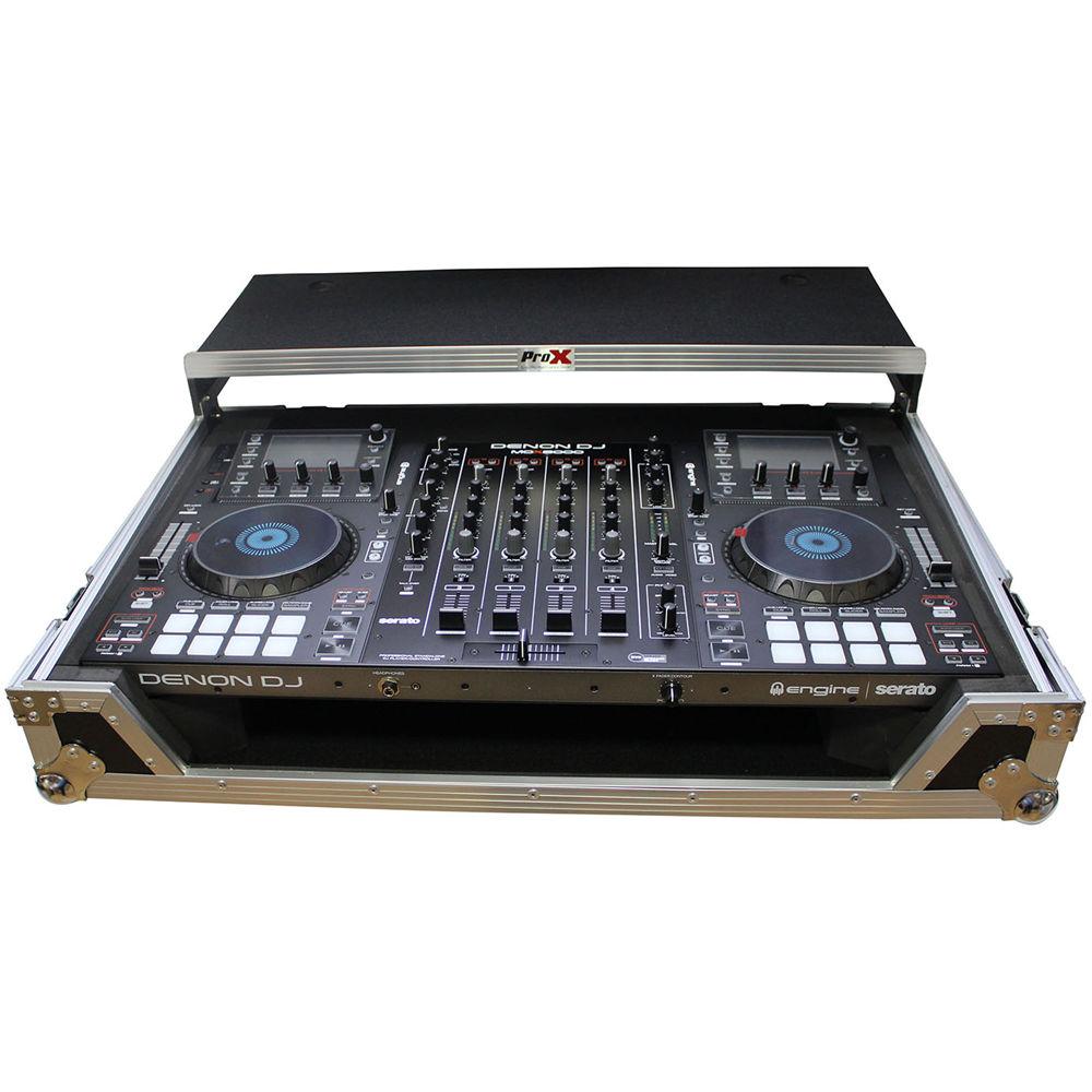 ProX Flight Case for Denon MCX8000 DJ Controller with Sliding Laptop Shelf and Wheels