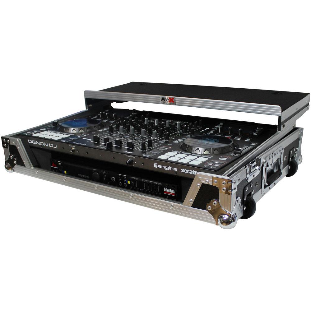ProX Flight Case for Denon MCX8000 DJ Controller with Sliding Laptop Shelf and Wheels