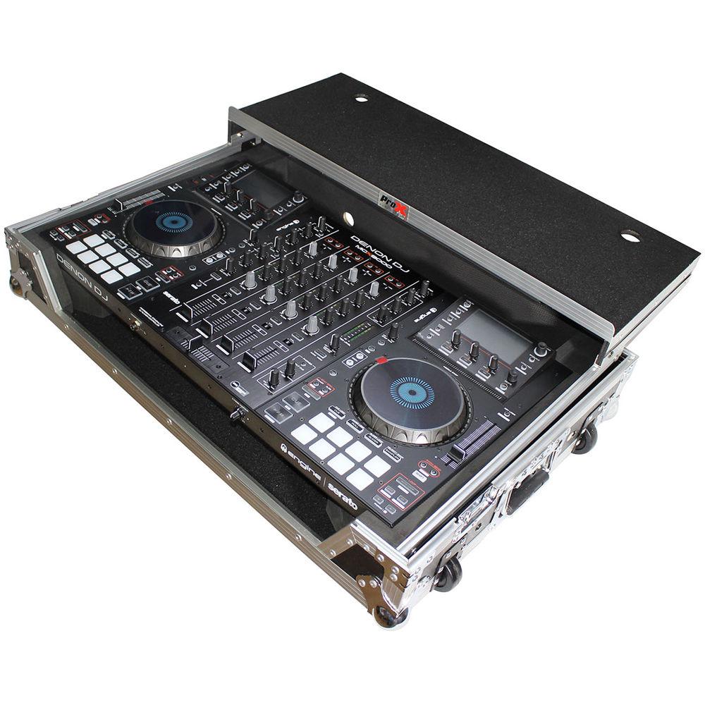 ProX Flight Case for Denon MCX8000 DJ Controller with Sliding Laptop Shelf and Wheels