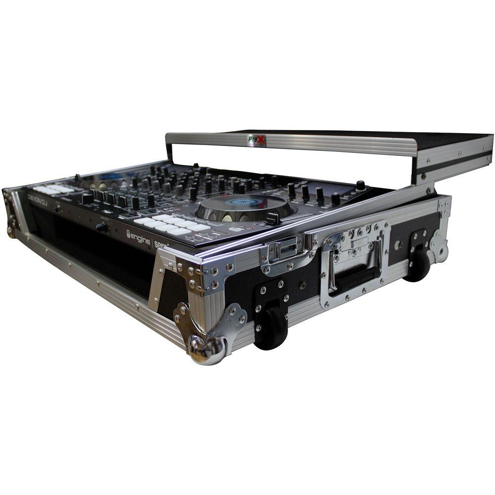ProX Flight Case for Denon MCX8000 DJ Controller with Sliding Laptop Shelf and Wheels