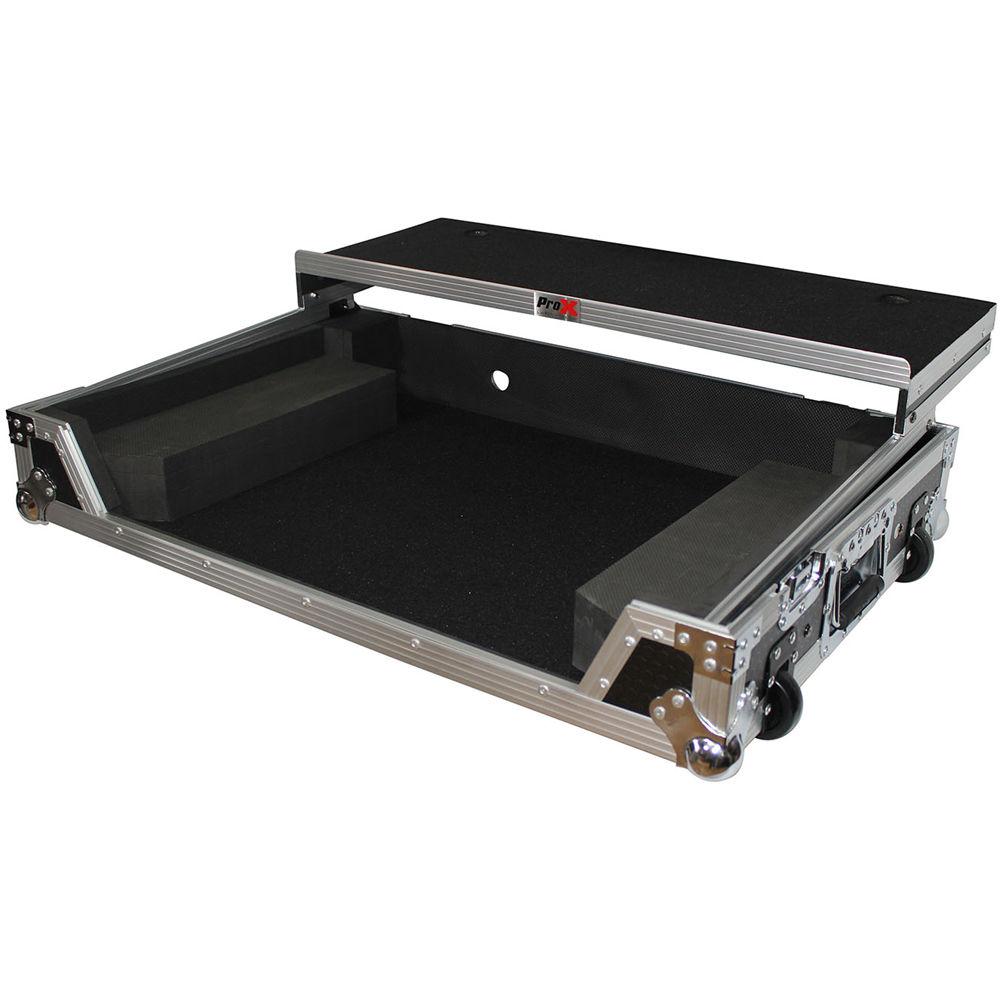 ProX Flight Case for Denon MCX8000 DJ Controller with Sliding Laptop Shelf and Wheels