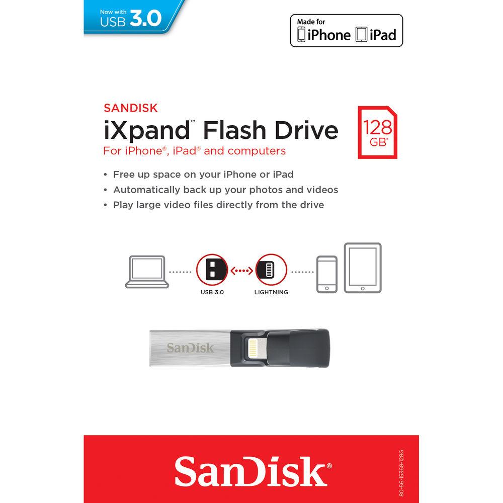 SanDisk 128GB iXpand Flash Drive, SanDisk, 128GB, iXpand, Flash, Drive