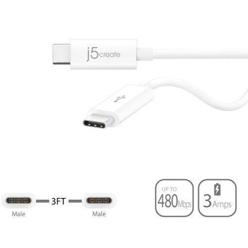 j5create USB 2.0 Type-C Male Electronically Marked Cable