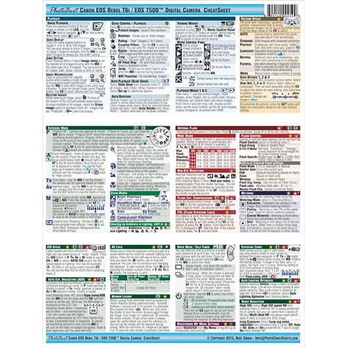 PhotoBert Cheat Sheet for Canon EOS Rebel T6i 750D DSLR Camera