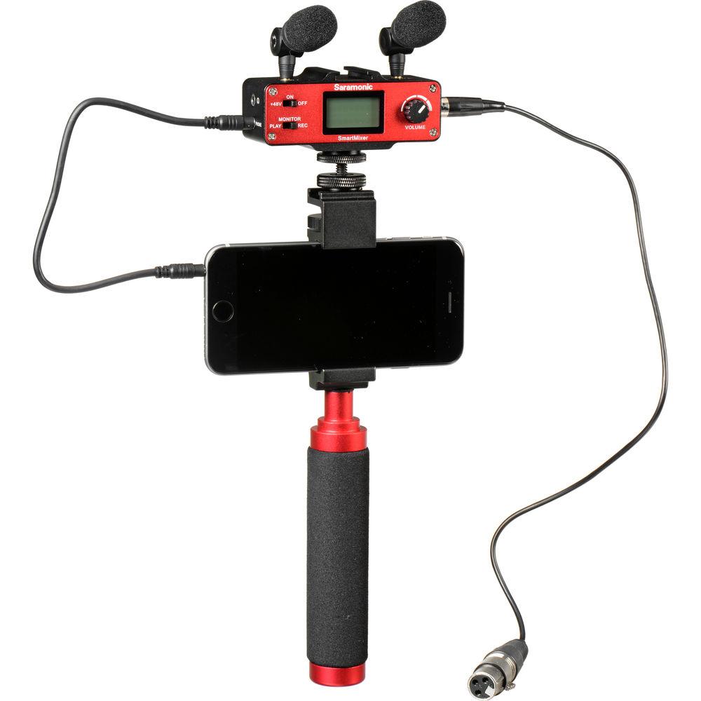 Saramonic SmartMixer - Audio Mixer Adapter Kit for iOS Android with Mics, Device Holder, and Grip, Saramonic, SmartMixer, Audio, Mixer, Adapter, Kit, iOS, Android, with, Mics, Device, Holder, Grip