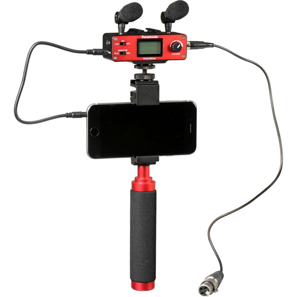Saramonic SmartMixer - Audio Mixer Adapter Kit for iOS Android with Mics, Device Holder, and Grip