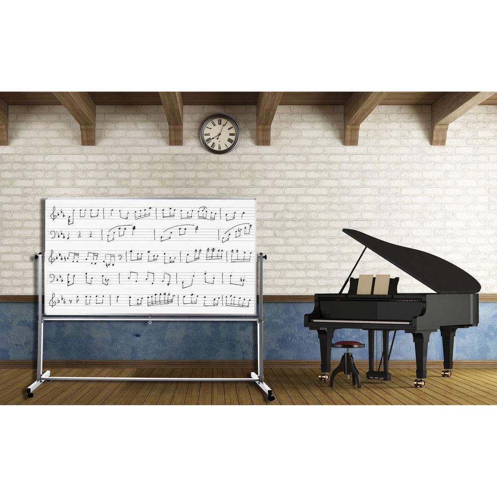 Luxor 72 x 48" Mobile Double-Sided Magnetic Music Whiteboard