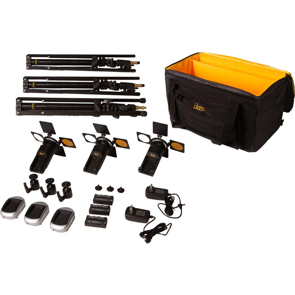 ikan iLED6-KIT iLED6 3 x Zoom ENG LED On-Camera Light Kit with Stands and Bag