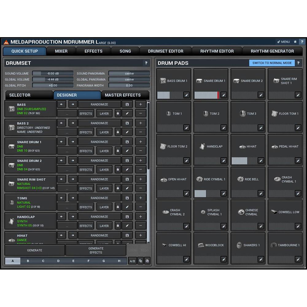 MeldaProduction MDrummer Large - Drum Machine and Virtual Drummer Software