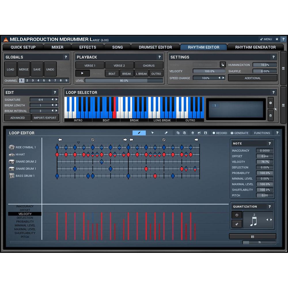 MeldaProduction MDrummer Large - Drum Machine and Virtual Drummer Software
