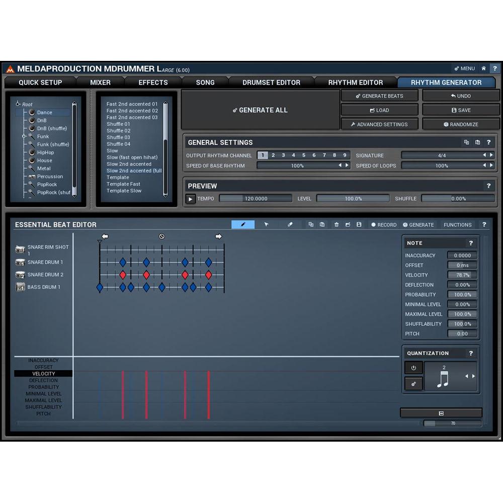 MeldaProduction MDrummer Large - Drum Machine and Virtual Drummer Software