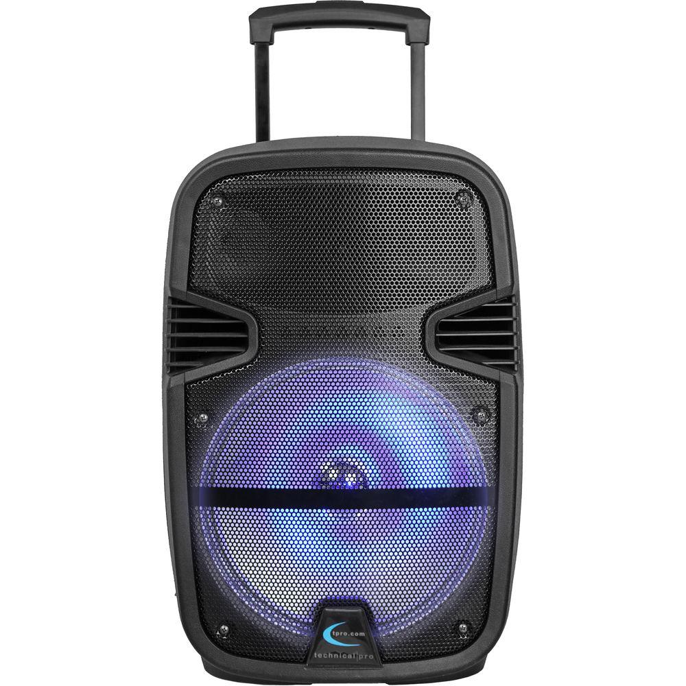 Technical Pro Rechargeable 12" LED Active Loudspeaker with Carry Handle and Wheels