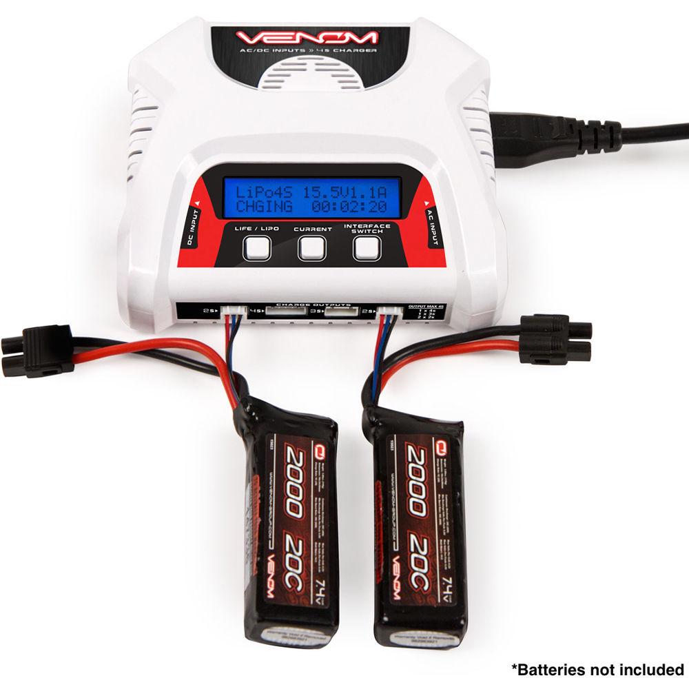 Venom Group 2- to 4-Cell AC DC Dual LiPo Battery Balance Charger