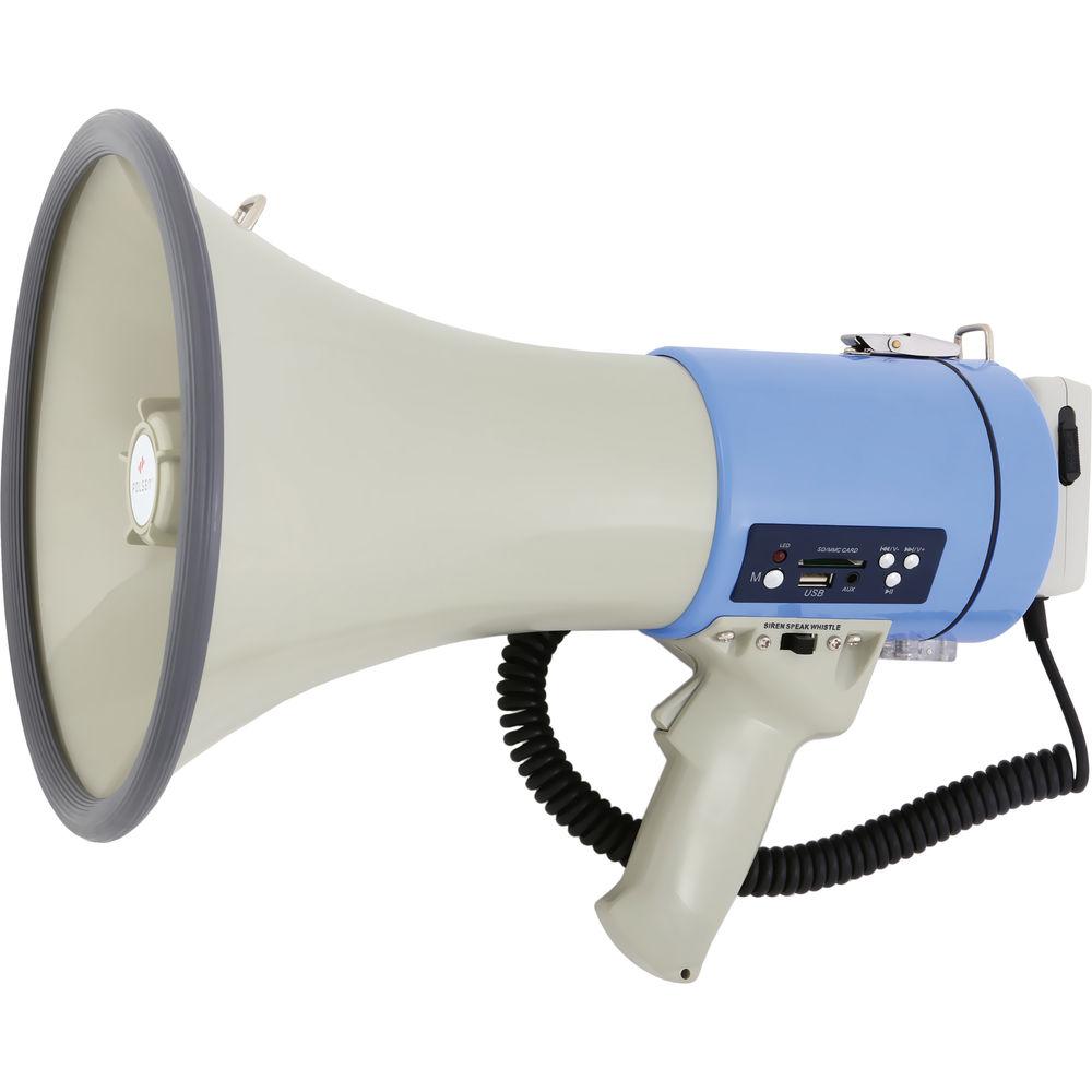 Polsen MP-25 25W Megaphone with Siren, MP3 Player, and Detachable Microphone