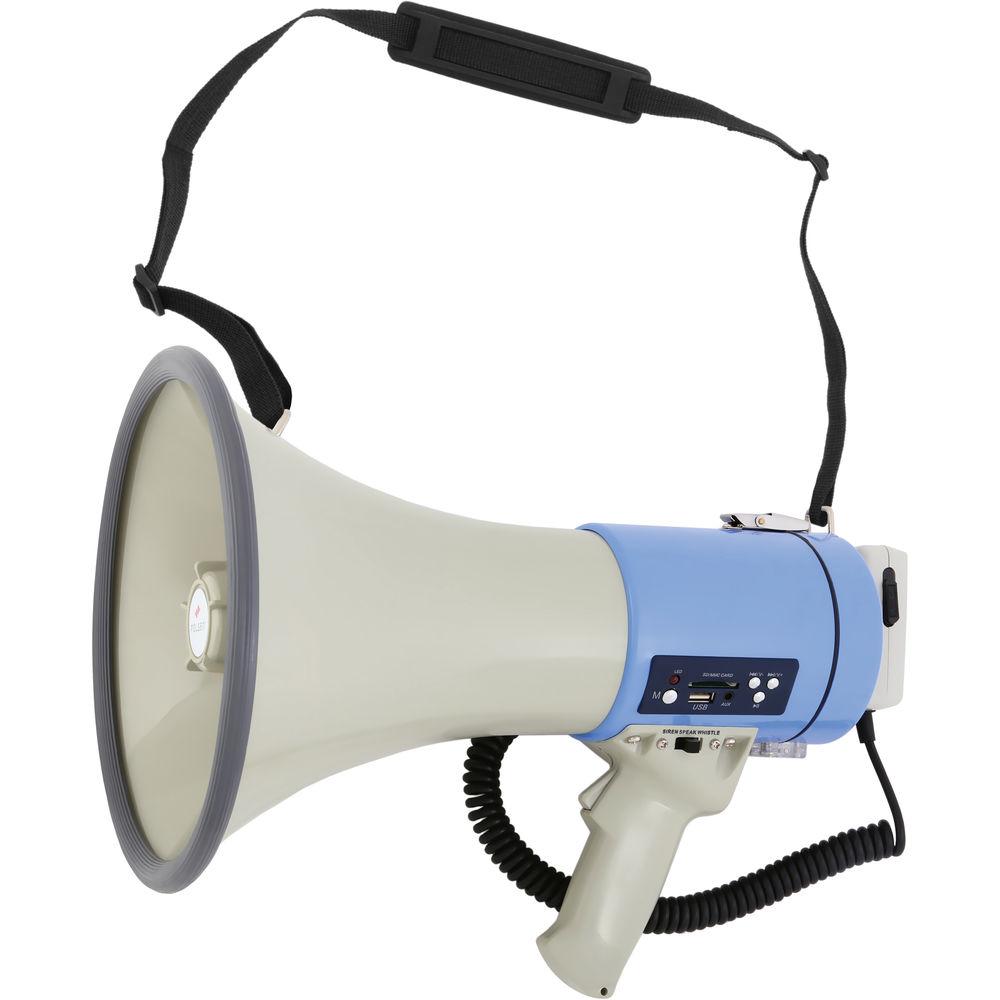 Polsen MP-25 25W Megaphone with Siren, MP3 Player, and Detachable Microphone
