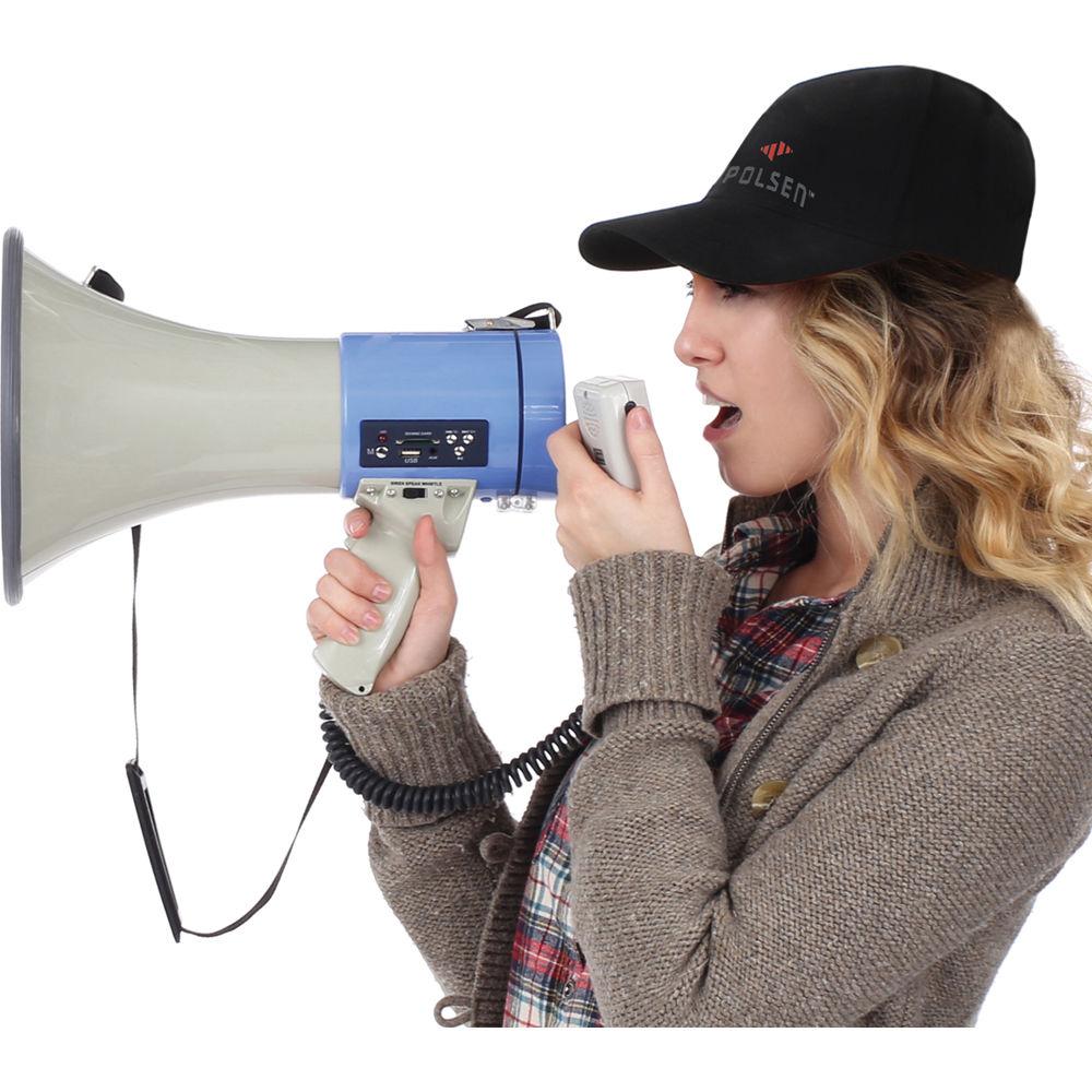 Polsen MP-25 25W Megaphone with Siren, MP3 Player, and Detachable Microphone