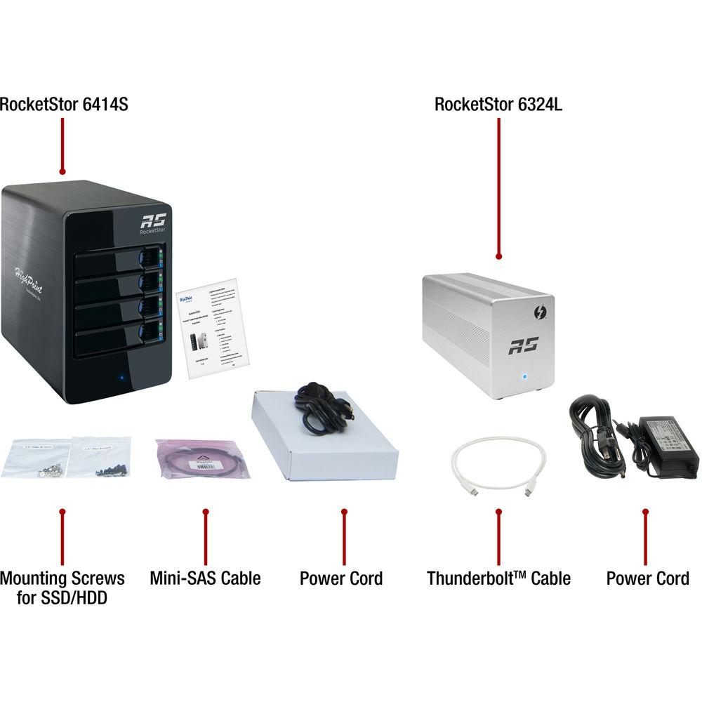 HighPoint RocketStor 6324LS 4-Bay JBOD Solution with Thunderbolt 2 Adapter