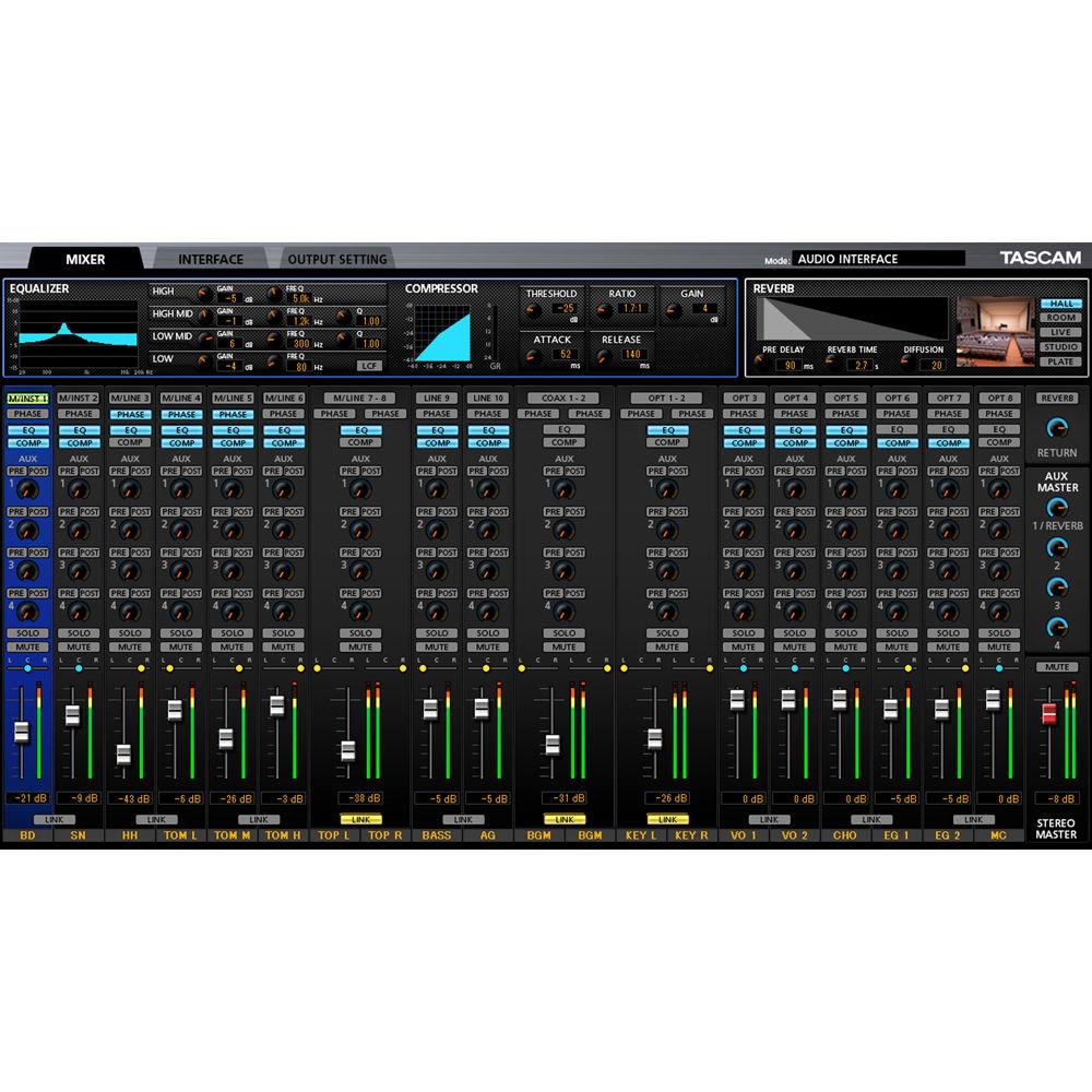 Tascam US-20x20 - USB Audio Interface with Mic Preamps Mixer