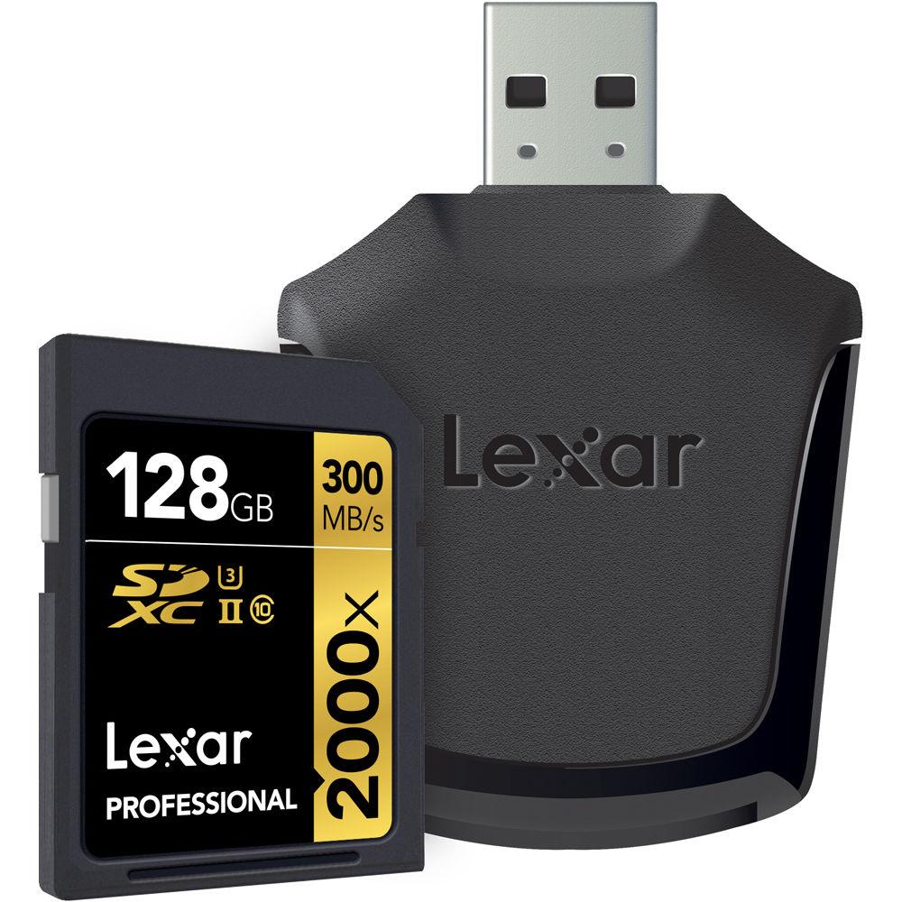 Lexar 128GB Professional 2000x UHS-II SDXC Memory Card with SD UHS-II Reader