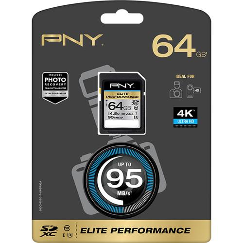 PNY Technologies 64GB Elite Performance UHS-1 SDXC Memory Card