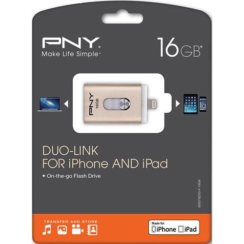 PNY Technologies DUO-LINK 16GB On-the-Go USB Flash Drive for Apple Devices