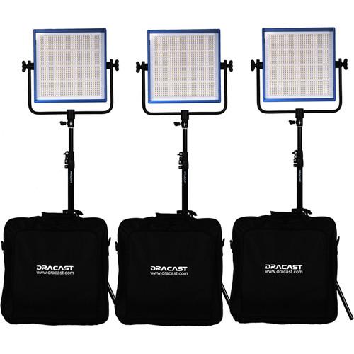 Dracast LED1000 Pro Daylight 3-Light Studio Kit with V-Mount Battery Plates