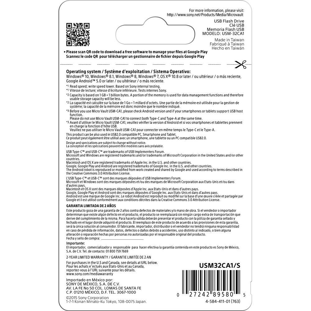 Sony 32GB USB 3.0 Type-C USB Type-A Dual-Connection Flash Drive