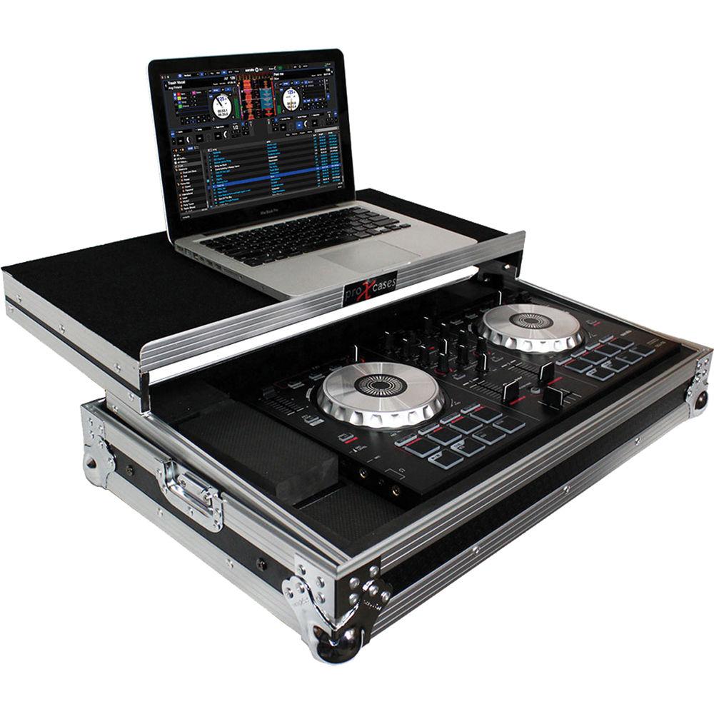 ProX Flight Case For Pioneer DDJ-SB and Numark Mixtrack Pro Pro II Controllers with Sliding Laptop Shelf