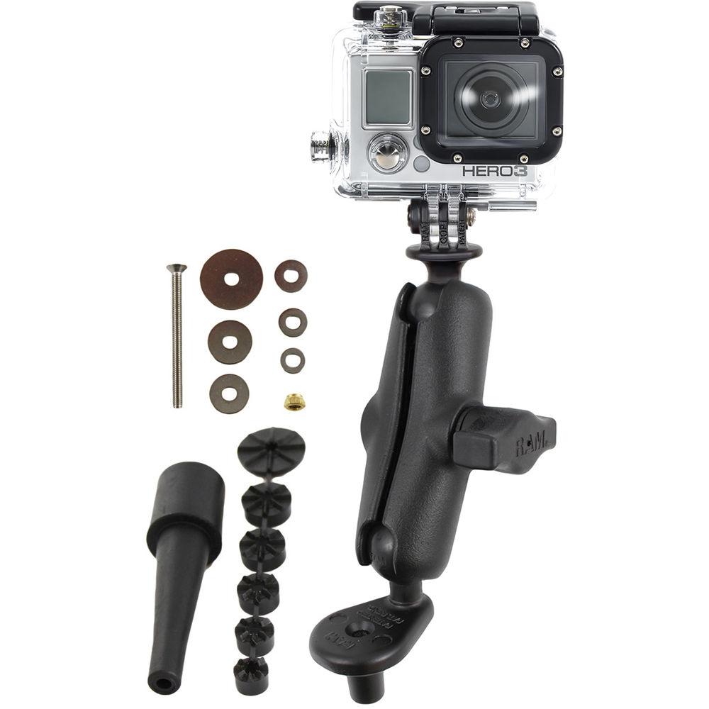 RAM MOUNTS Fork Stem Mount, Double Socket Arm, & 1" Diameter Ball with Custom GoPro Hero Adapter