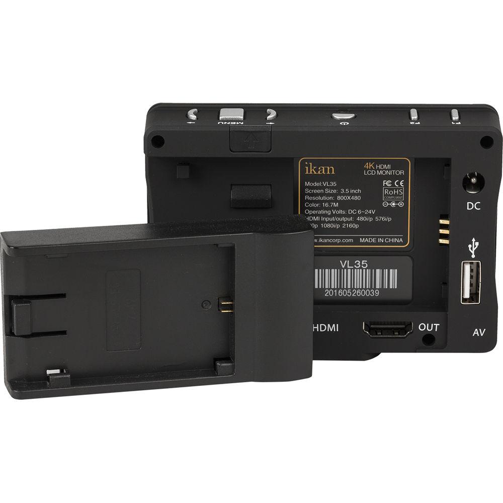 ikan VL35 3.5" 4K HDMI On-Camera LCD Monitor with Canon LP-E6 Battery Plate