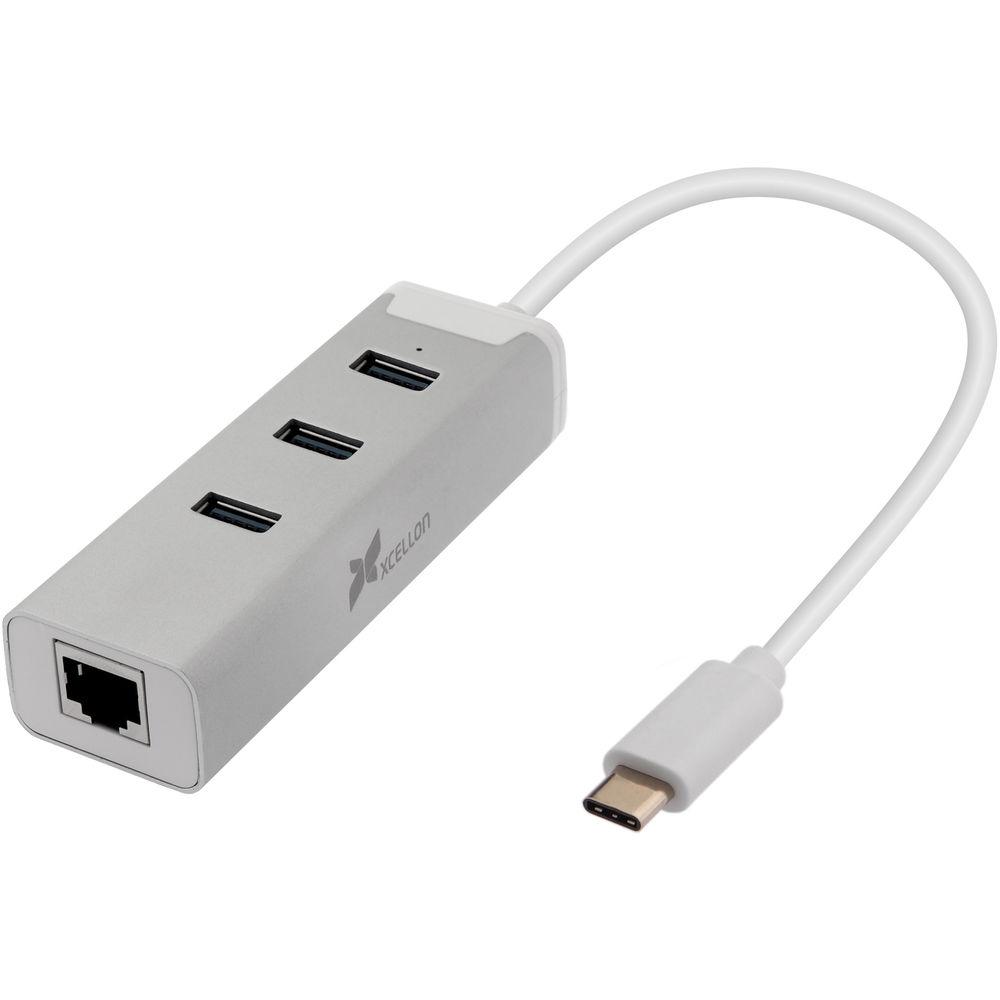 Xcellon 3-Port USB 3.0 Type-C Hub with Gigabit Ethernet Port